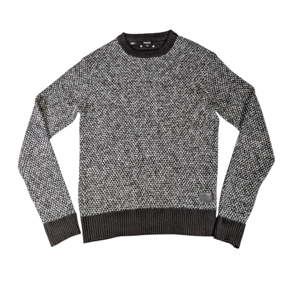 Buffalo David Bitton Mens Textured Knit Crew Neck Sweater Charcoal Gray Size M